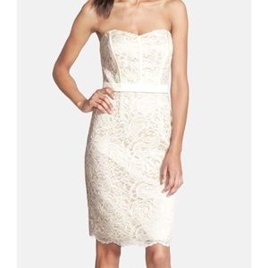 Beautiful Strapless Lace Over Satin Sheath Dress